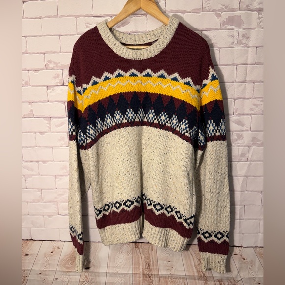 PacSun Other - PacSun Burgundy and Yellow Patterned Crewneck Sweater